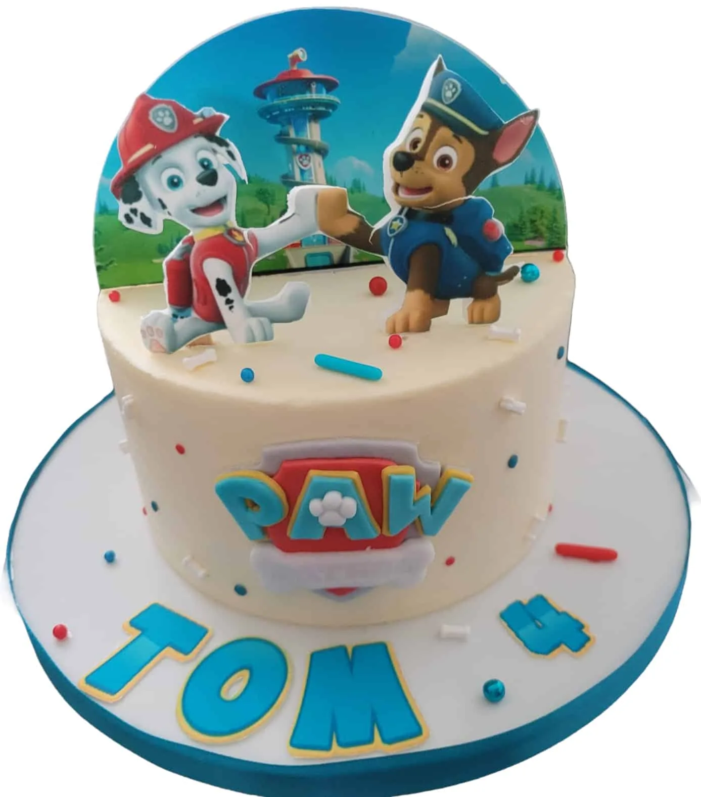 Gâteau double thème Pat Patrouille/Tennis de table
