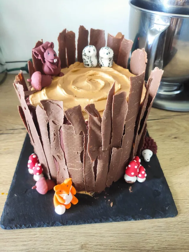 Gâteau roulé animaux forêt