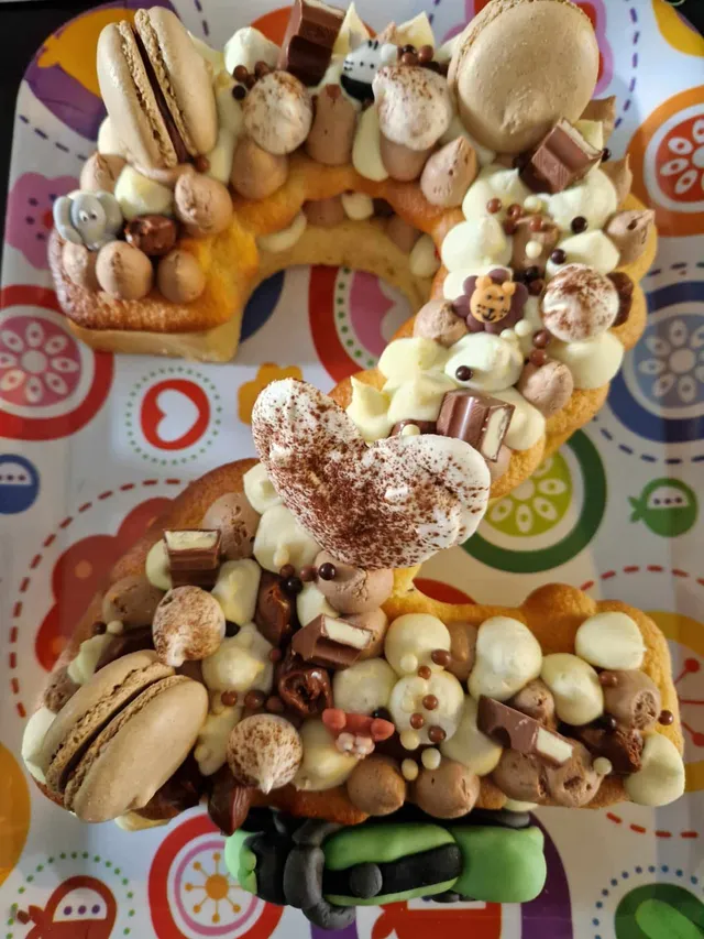 Number cake crème diplomate 3 chocolats