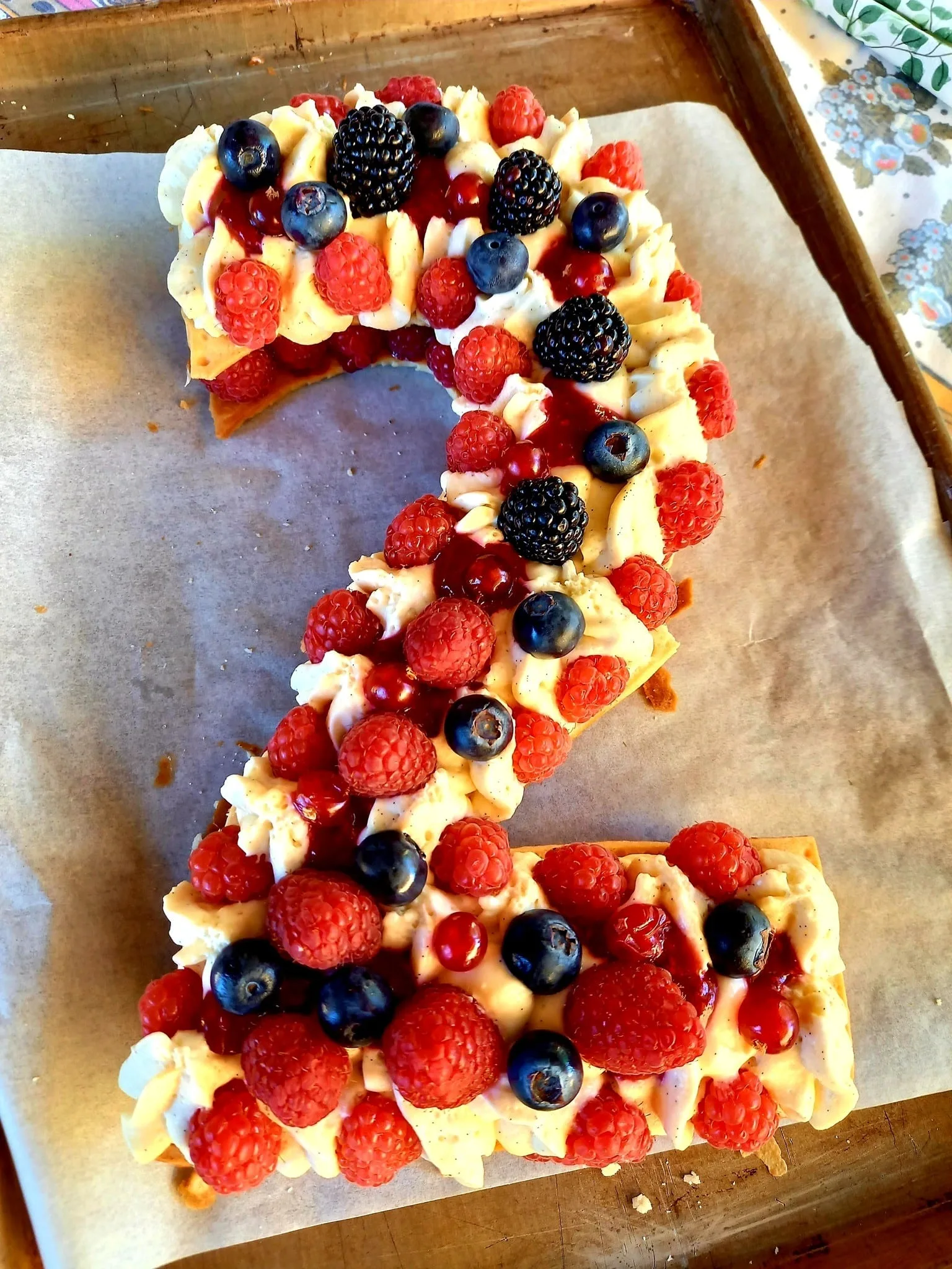number cake vanille framboise
