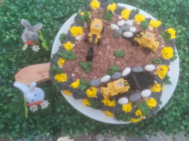 Gâteau construction engin de chantier