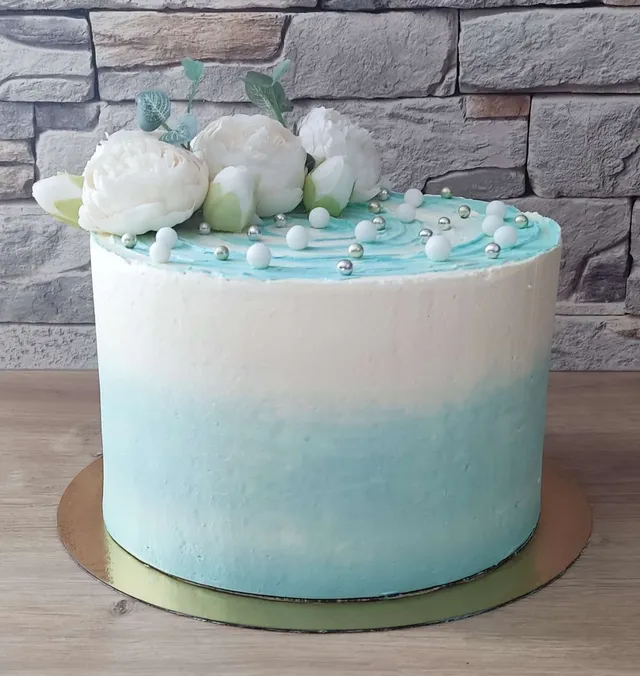 Cake Design turquoise pivoine