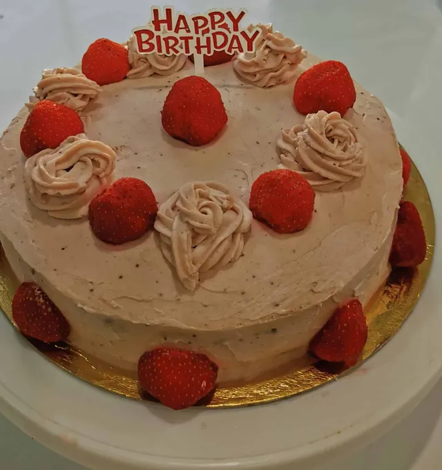 Gâteau aux fraises+glaçage mascarpone aux fraises