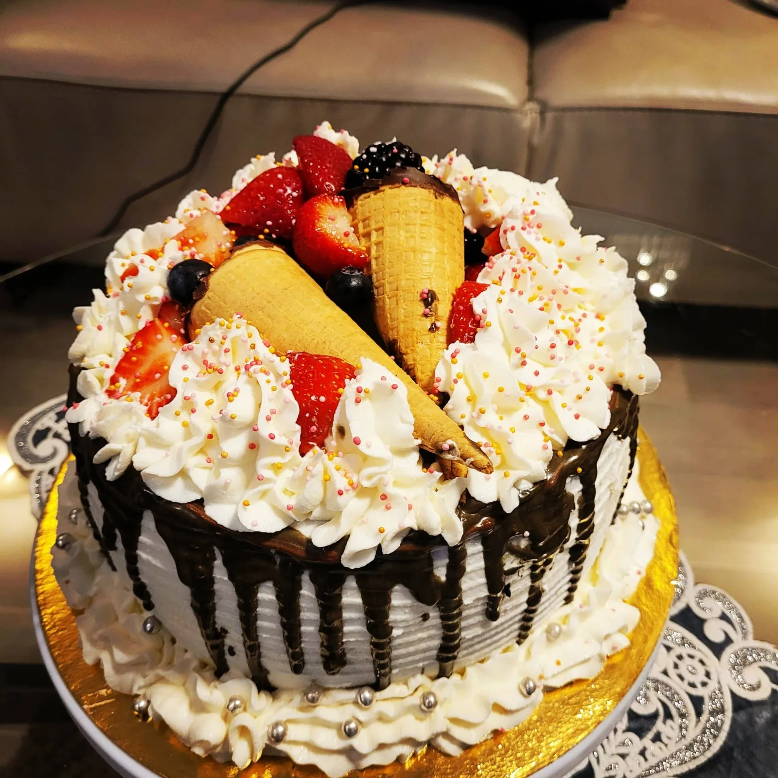 layer cake au speculos, kinder, Mangue, aux fruits