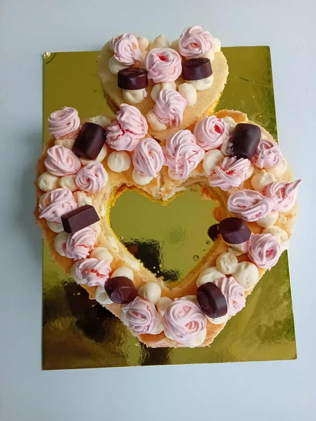 Number cake coeur à la crème diplomate et chocolat