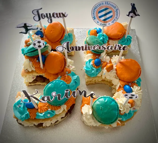 Number Cake chocolat passion, abricot ananas et ganache m&amp;m’s