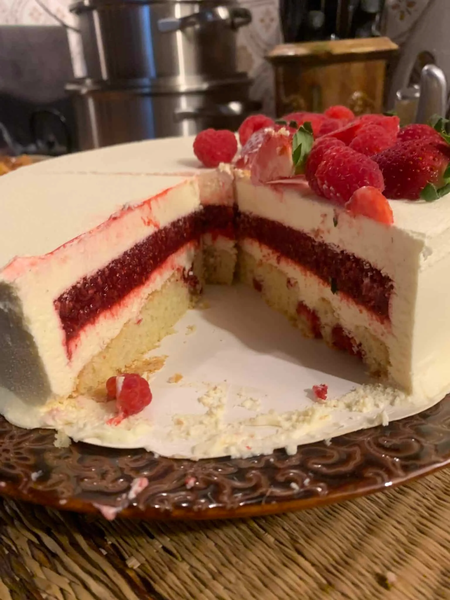 Entremets vanille aux framboises