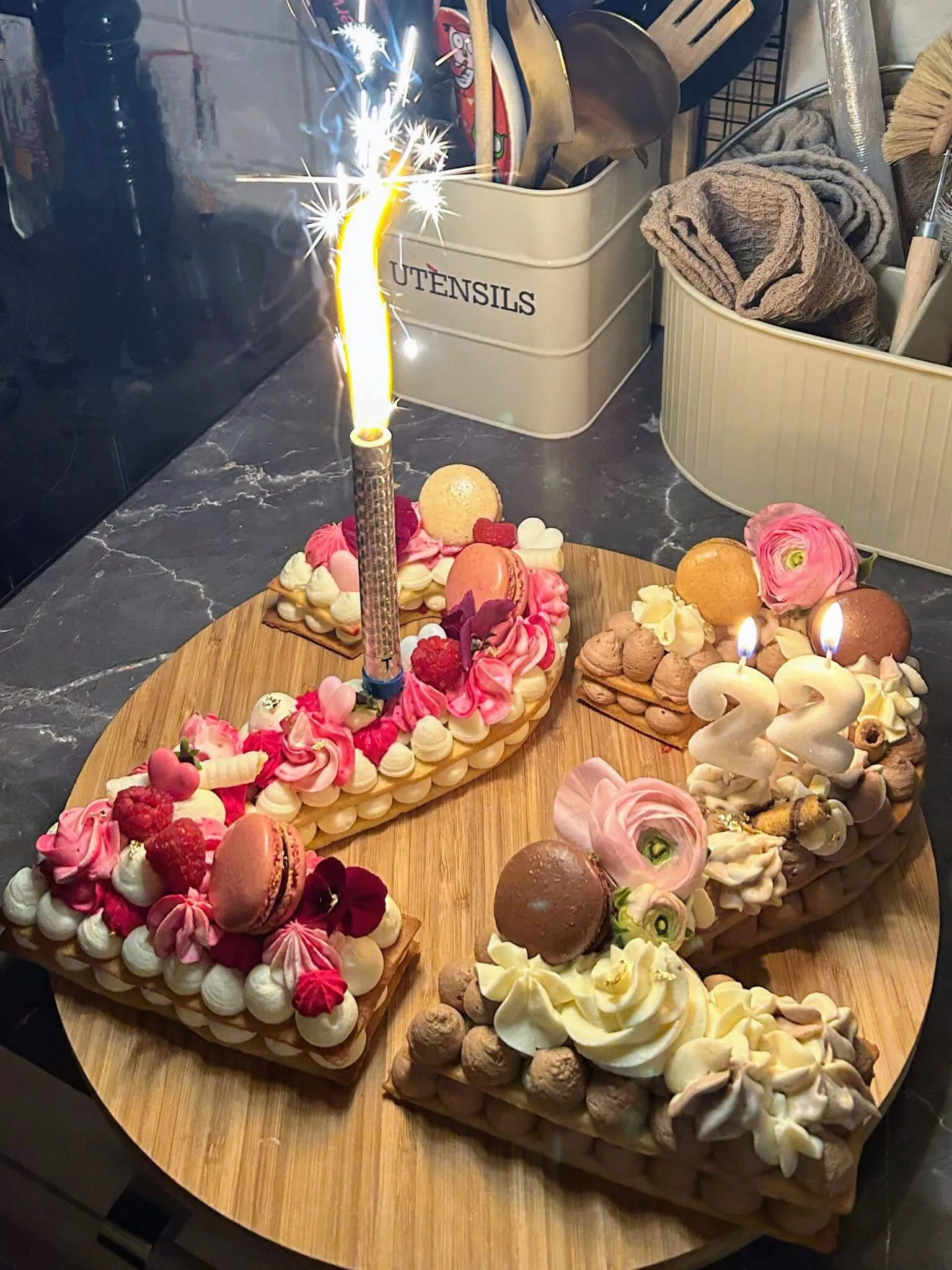 Number cake vanille/framboise &amp; chocolat