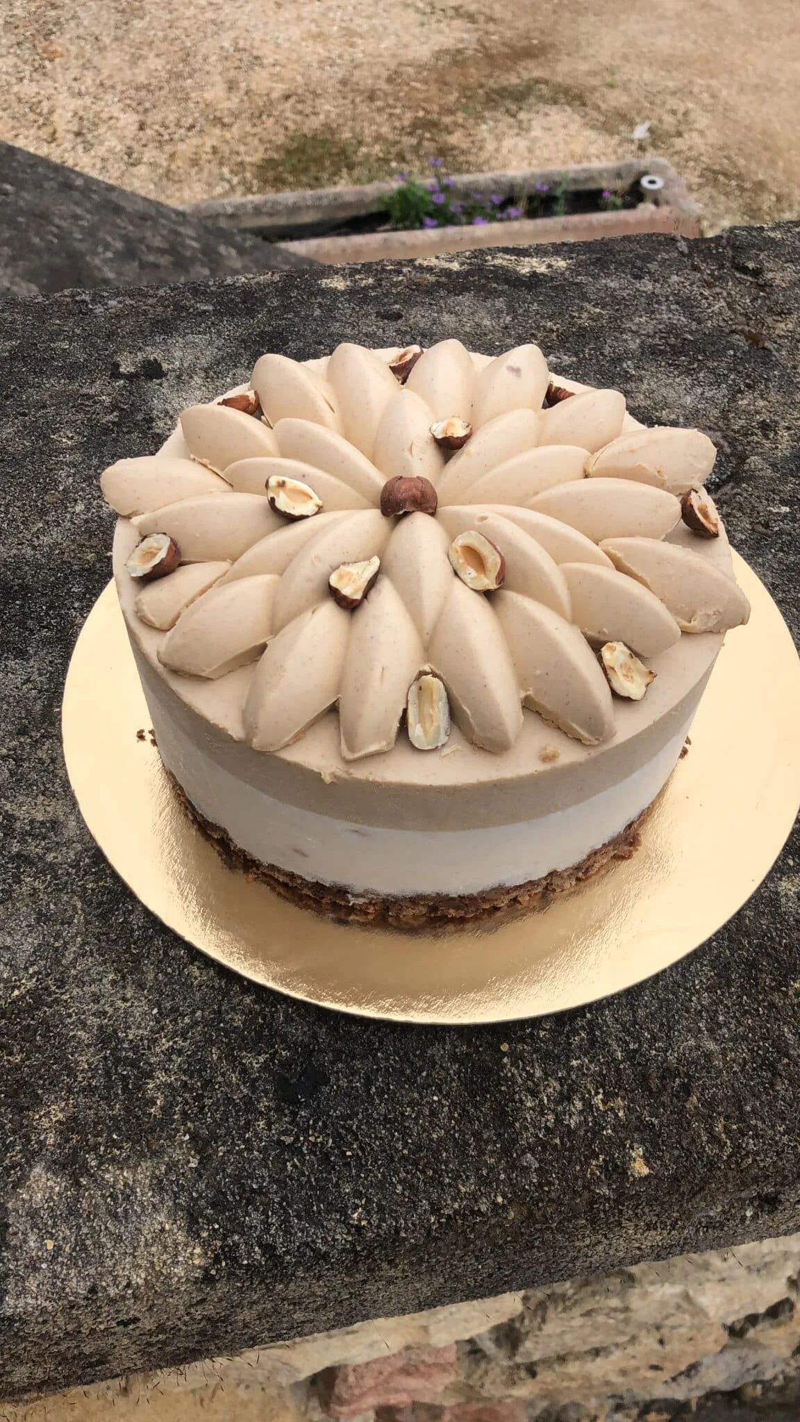 Bavarois au praliné et poires