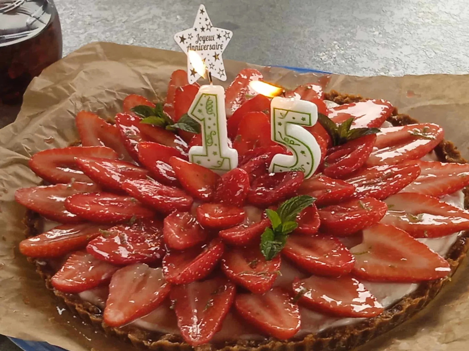 Tarte aux fraises sur biscuit spéculoos