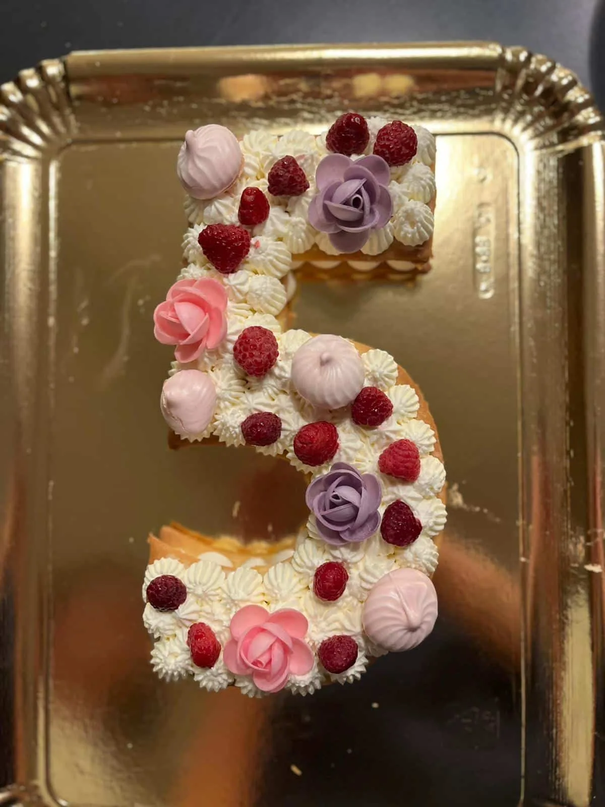 Number cake chantilly mascarpone curd framboise