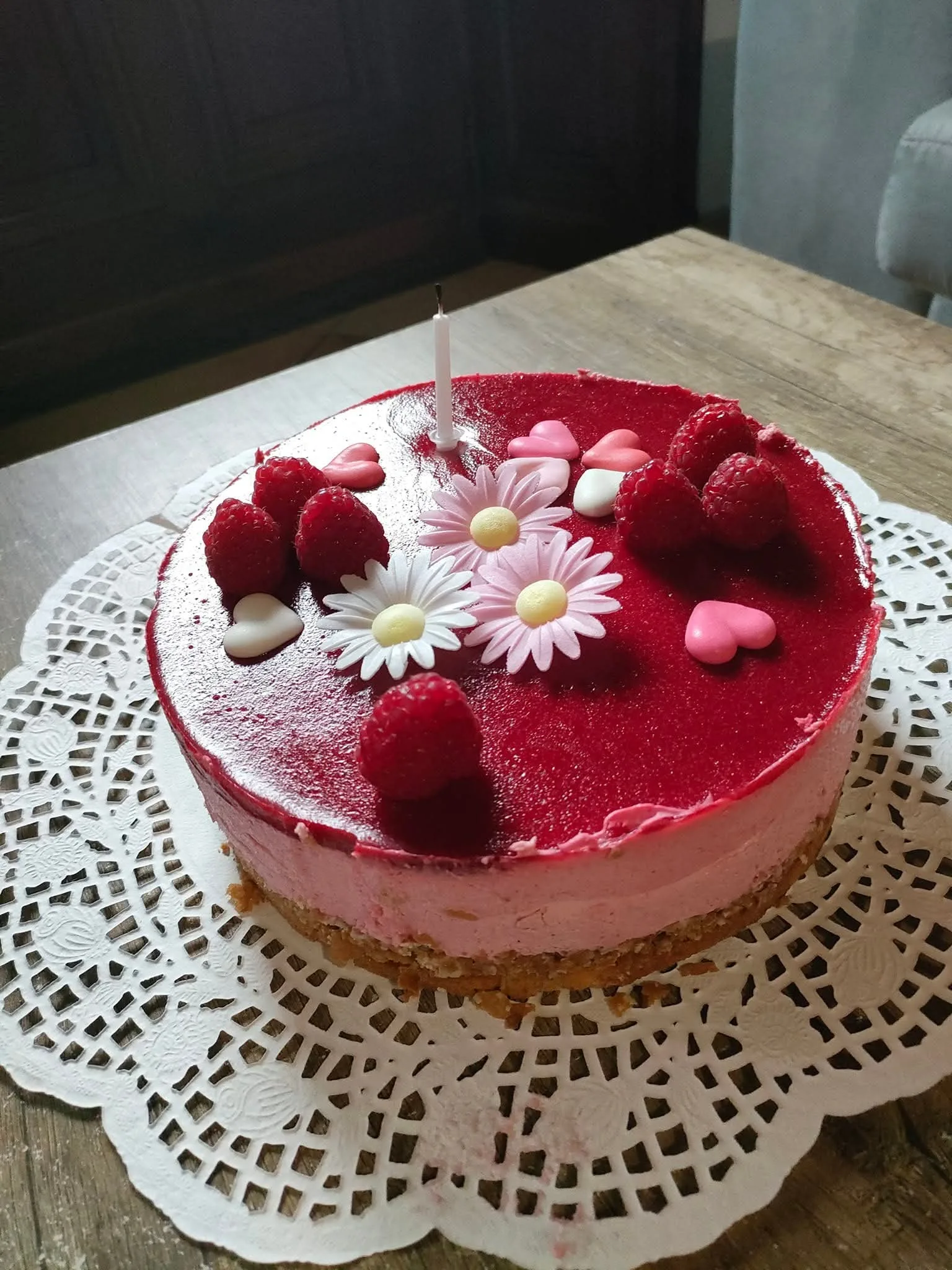 entremet d'anniversaire, vive la framboise !