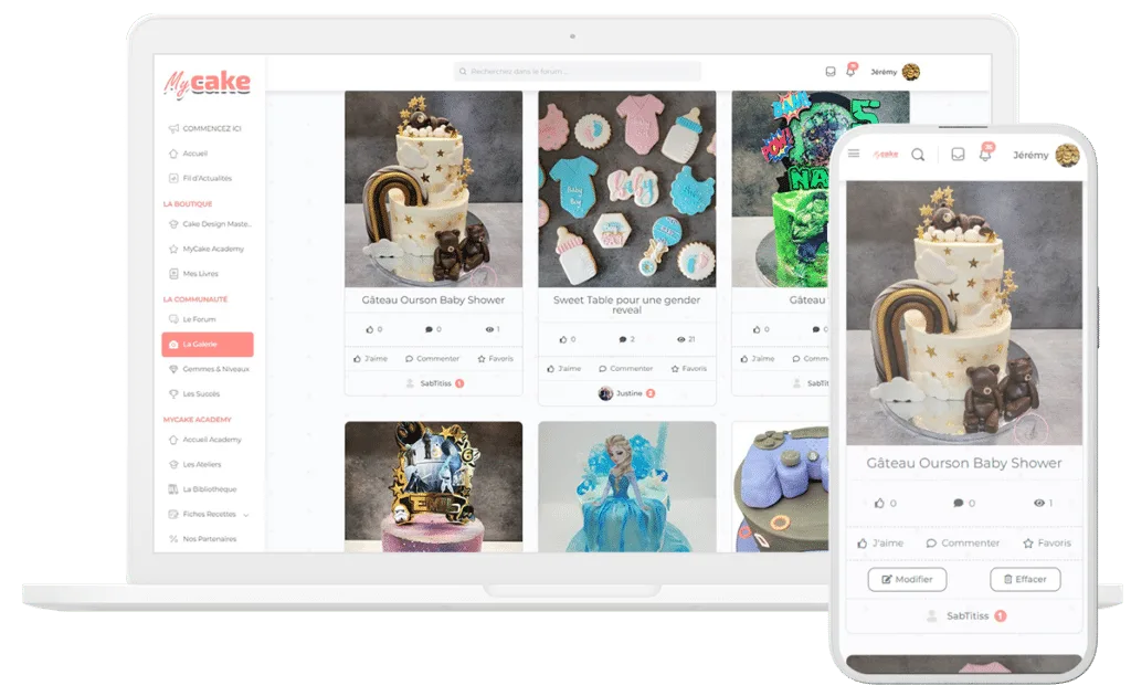 La communauté MyCake Academy sur ordinateur et mobile