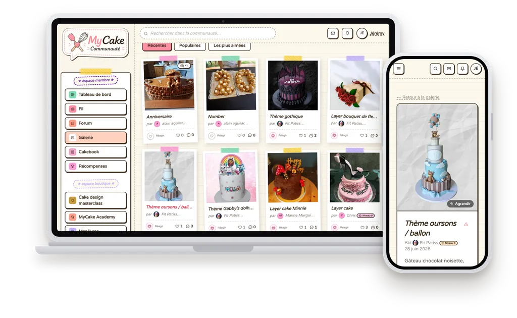 La communauté MyCake sur ordinateur et mobile
