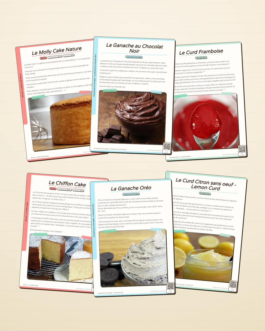 Aperçu des fiches recettes imprimables et personnalisables au nouveau design