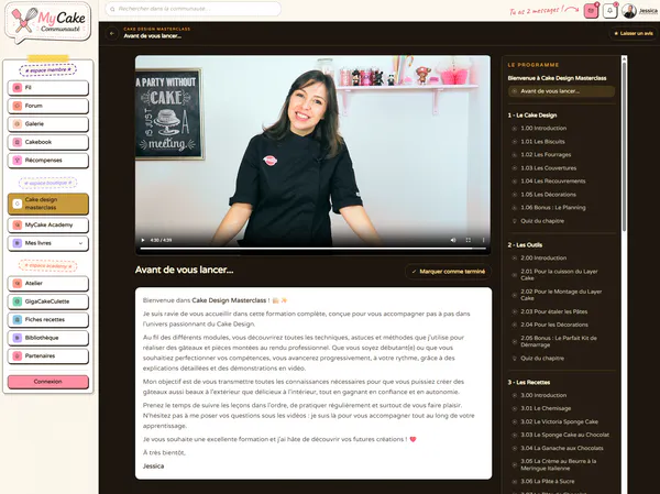 Aperçu de la plateforme de la masterclass